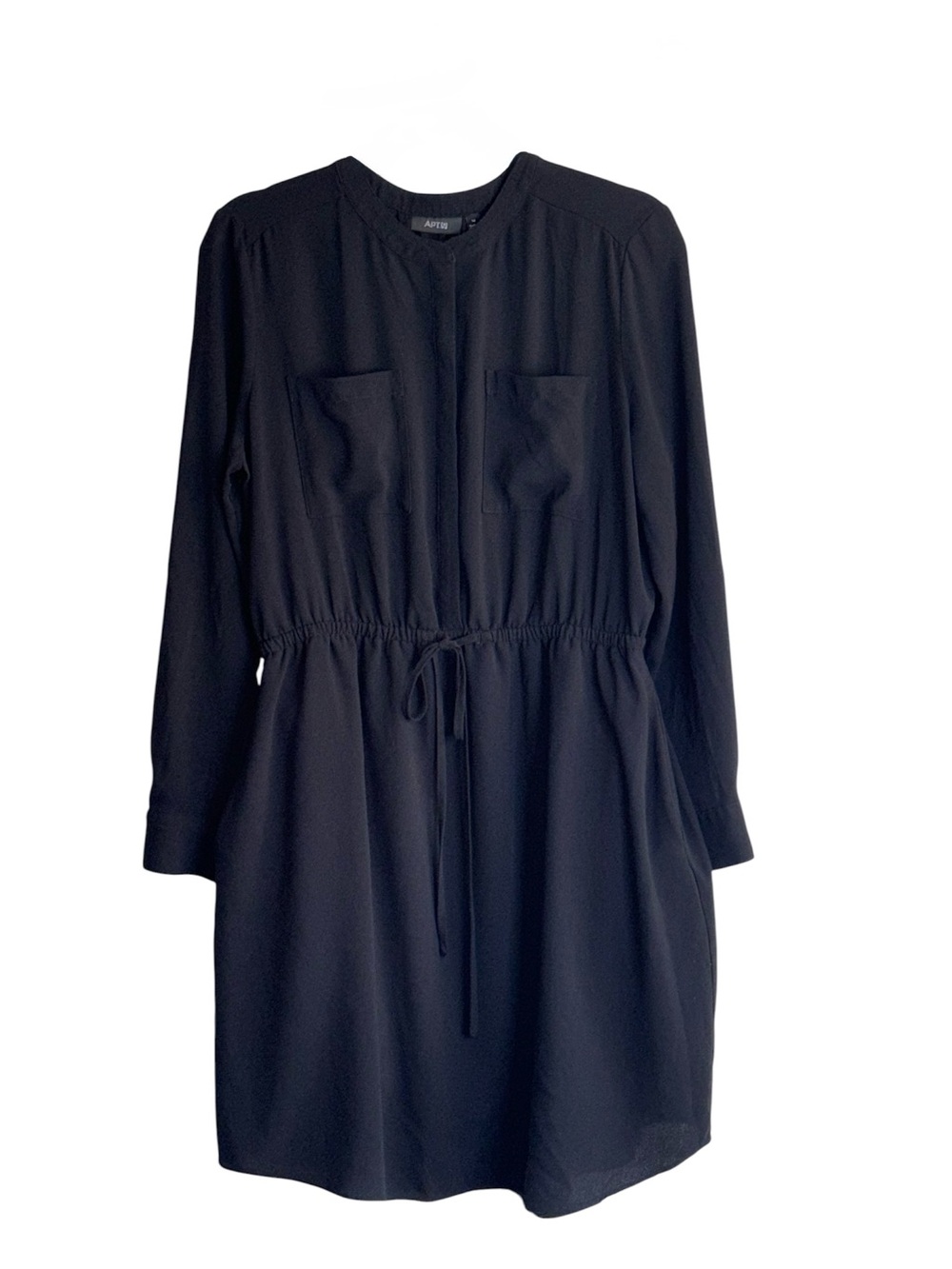 Apt. 9 Black Long-Sleeve Drawstring-Waist Shirt Dress